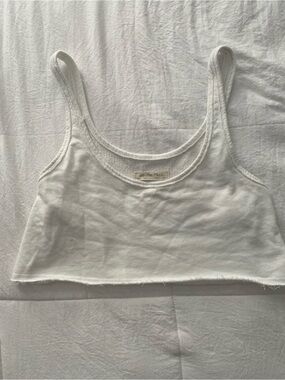 We The Free White Ribbed Cropped Tank
